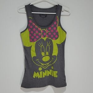 𝅺disney small grey and green Minnie tank top